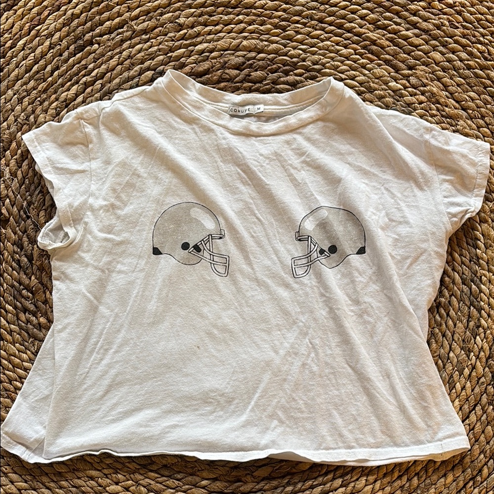 Comune - Graphic White T-Shirt with Helmet Design - Size M